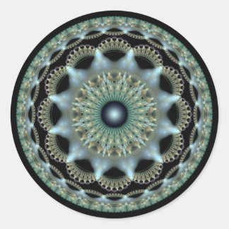 Sticker Rond Ornement fractal rond étoile brillante
