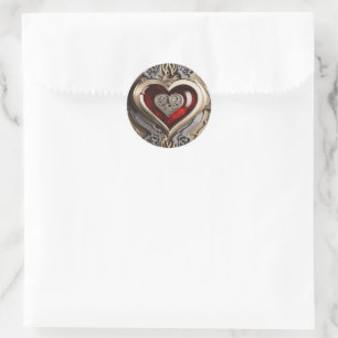 Sticker Rond Ornement mystérieux au coeur rouge