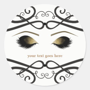 Sticker Rond Ornement vintage Glam Gold Maquillage Eyelashes Fa