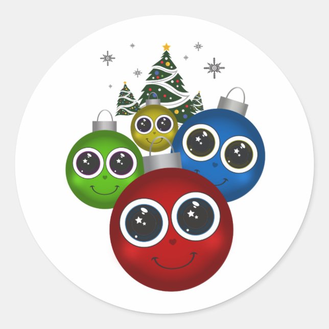 Sticker Rond Ornements de Noël (Devant)
