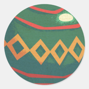 Sticker Rond Ornements de Noël rétro rouge et vert