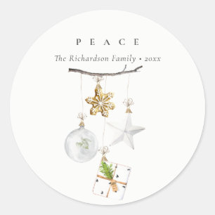 Sticker Rond Ornements de Noël Star Cookie Chime Peace