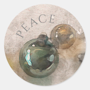 Sticker Rond Ornements de Noël Vintage Aquarelle Classique Rou