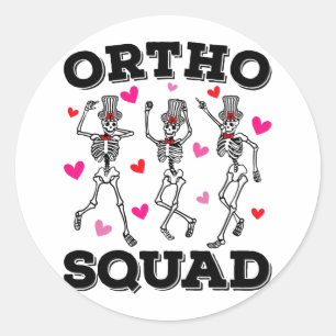 Sticker Rond Ortho Squad Danser Squelette Valentine