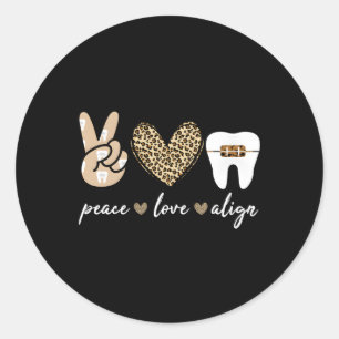 Sticker Rond Orthodontique Paix Amour Aligner Leopard Orthodont