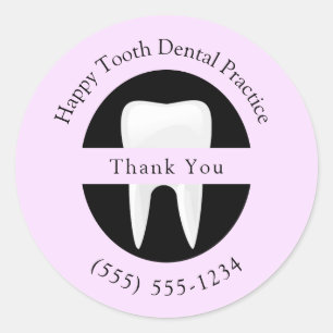 Sticker Rond Orthodontiste dentaire Merci Personnalisé Rose