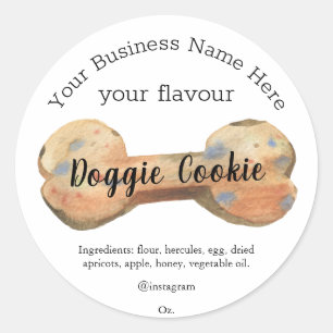 Sticker Rond Os à chien à l'aquarelle Biscuit personnalisé pour