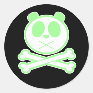 Sticker Rond Os croisé Panda - Vert