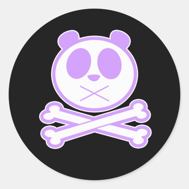 Sticker Rond Os croisé Panda - Violet (Devant)