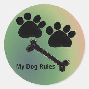 Sticker Rond Os de chien et pattes