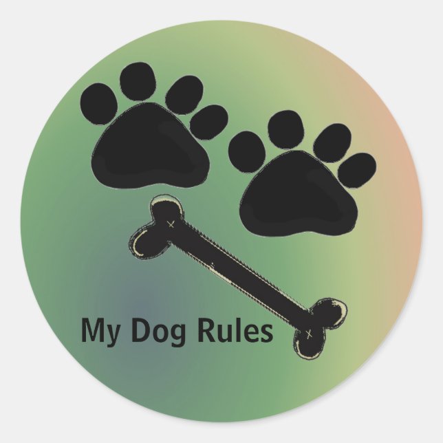 Sticker Rond Os de chien et pattes (Devant)