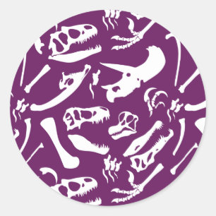 Sticker Rond Os Dinosaures (Violet)