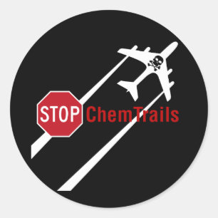 Sticker Rond Os plats de crâne de Contrails de Chemtrail