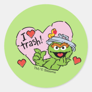Sticker Rond Oscar "I Love Trash" Valentine