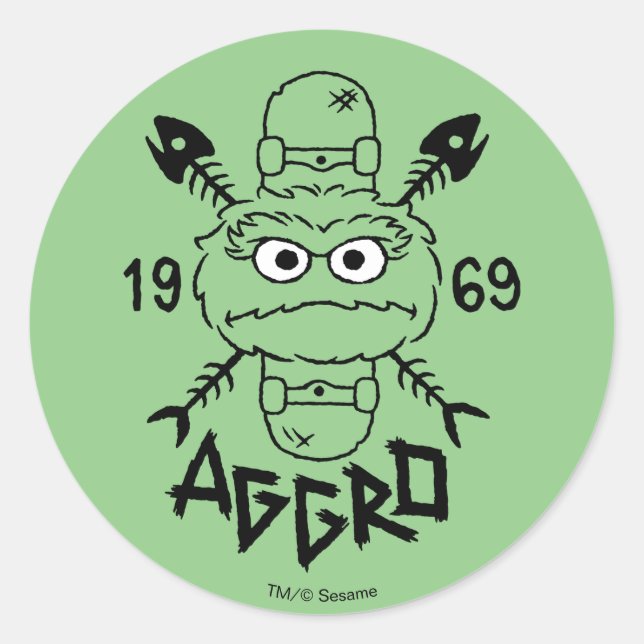 Sticker Rond Oscar the Grouch Skate Logo - Aggro 1969 (Devant)