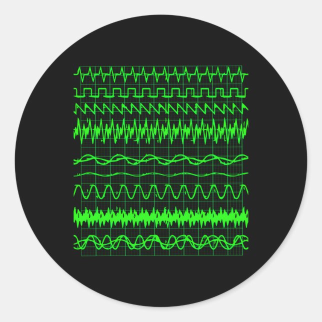 Sticker Rond Oscilloscope Vagues numériques sur écran (Devant)