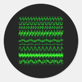 Sticker Rond Oscilloscope Vagues numériques sur écran