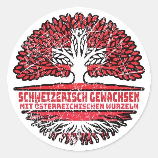 Sticker Rond Österreich Österreichisch Schweizer Schweiz Baum (Devant)