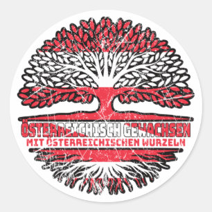 Sticker Rond Österreichisch Österreich Baum Wurzel Flagge Fahne