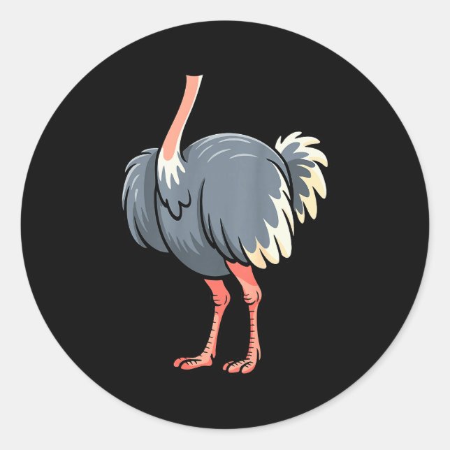 Sticker Rond Ostrich Shirt Adult Men Women Kids Body Ostrich Co (Devant)
