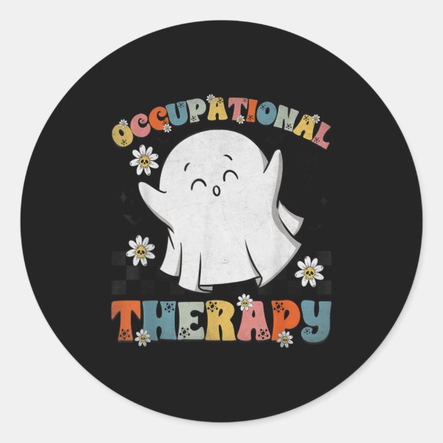 Sticker Rond Ot Occupational Therapy Halloween Retro Ghost Ot H (Devant)