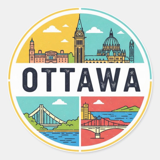 Sticker Rond Ottawa Canada Travel (Devant)