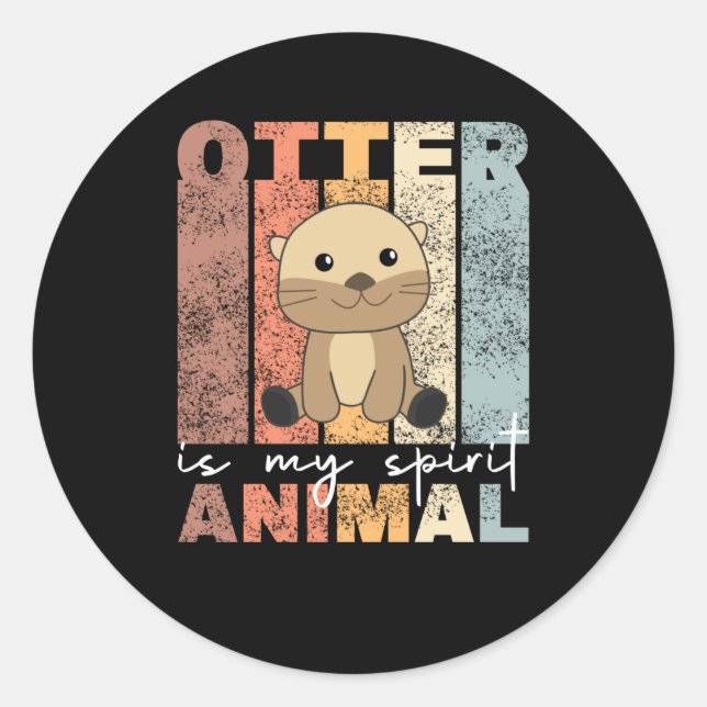 Sticker Rond Otter Est Mon Esprit Animal mignon Otter (Devant)