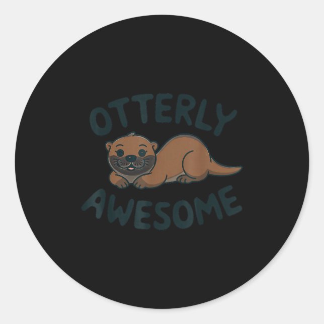 Sticker Rond Otter In A Cket Funny Otter Pajamas Sea Otter Cost (Devant)