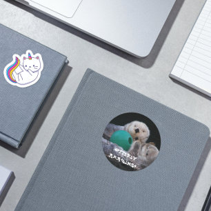 Sticker Rond Otterly Extraordinaire Sea Otters