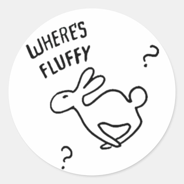 Sticker Rond Où est Fluffy ? (Devant)
