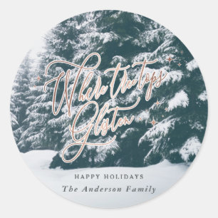 Sticker Rond Où les cimes d'arbres gardent Noël
