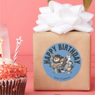 Sticker Rond Où sont les choses sauvages   Joyeux anniversaire