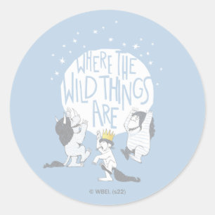 Sticker Rond Où Sont Les Choses Sauvages   Lune et étoiles