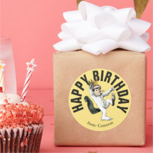 Sticker Rond Où sont les monstres ?   Joyeux Anniversaire