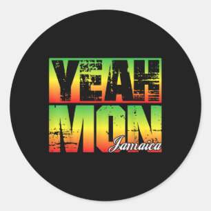 Sticker Rond Ouais Mon Retro Jamaïque Drapeau jamaïcain Souveni
