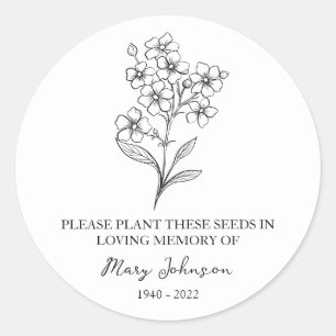 Sticker Rond Oubliez-moi pas Memorial Funeral Seed Packet