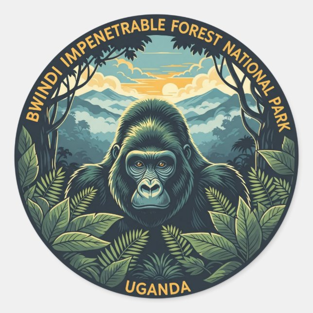 Sticker Rond Ouganda Bwindi Impénétrable Parc National (Devant)