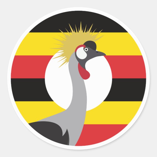 Sticker Rond Ouganda Grue africaine drapeau animal national oug (Devant)