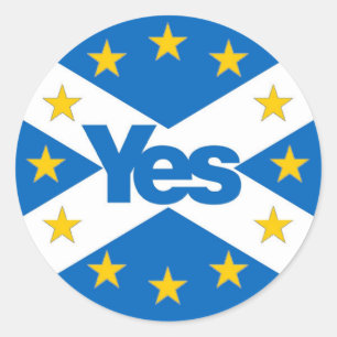 Sticker Rond Oui au drapeau écossais européen indépendant