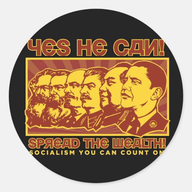 Sticker Rond Oui, Il Peut ! Camarade Obama Spoof (Devant)