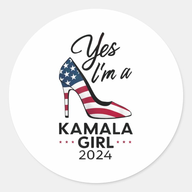 Sticker Rond Oui Je Suis Une Kamala Girl Stilettos High Heel Ha (Devant)