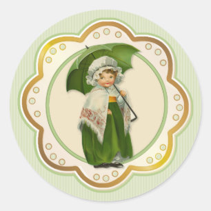 Sticker Rond Ould Irlande Irlandaise Umbrella Girl