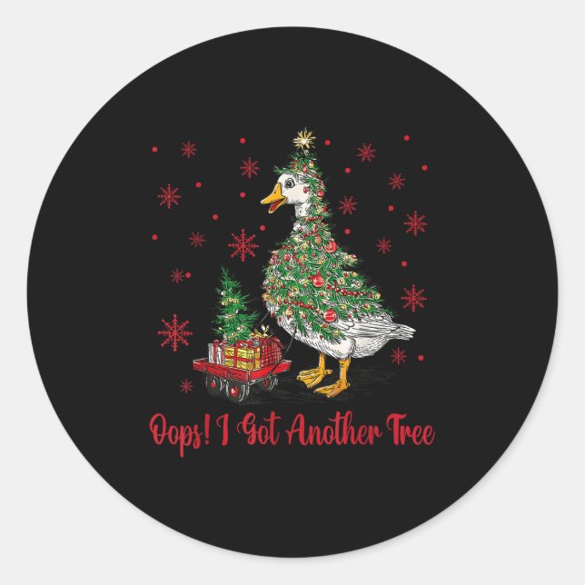 Sticker Rond Oups j'ai un autre arbre Joyeux Goosemas Joyeux Ca (Devant)