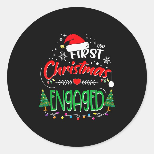 Sticker Rond Our First Christmas Engaged 2021 1st Christmas  (Devant)