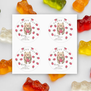 Sticker Rond Ours aquarelle - merci beaucoup