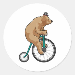 Sticker Rond Ours au cirque à vélo