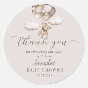 Sticker Rond Ours Avec Balloons Merci