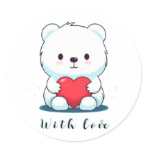 Ours blanc avec coeur, personnalisé