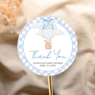 Sticker Rond Ours Bleu à peine attendre Baby Shower 