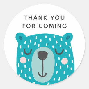Sticker Rond Ours bleu. Beau animal. Anniversaire de enfant mer